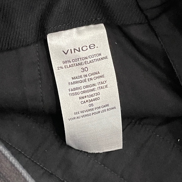 Vince Pants Men's 30 Flat Front Trousers Gray Slim Fit Stretch Cotton Blend - Picture 8 of 14